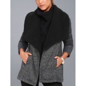 JACK by BB Dakota Two-Tone Fleece Open Front Cardigan Cozy Draped Jacket XS‎
